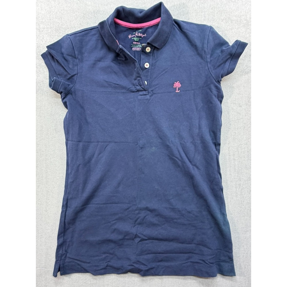 Lilly Pulitzer Women Island Polo Shirt Size Xsmall Blue Pink Transdry